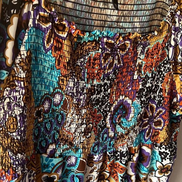 New Direction Smocked & Colorful Floral Dress 2X - Picture 6 of 9